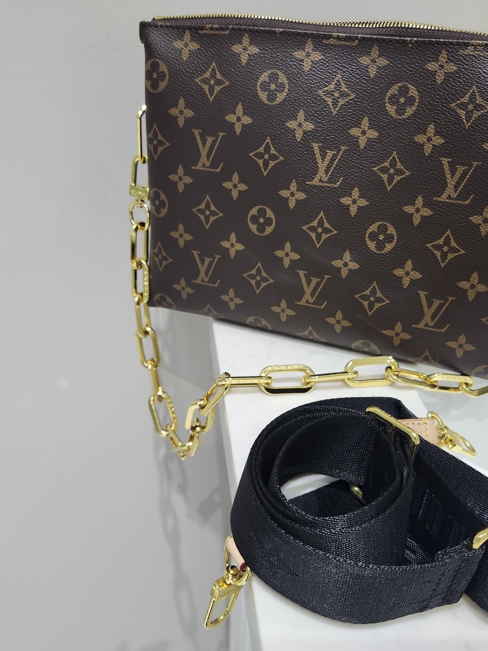 Louis Vuitton Brown Monogram Crossbody with Gold Chain